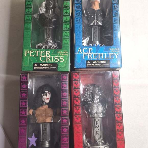 Vintage KISS Collectible Statuette Set - Complete 4 Piece Band Bust Series